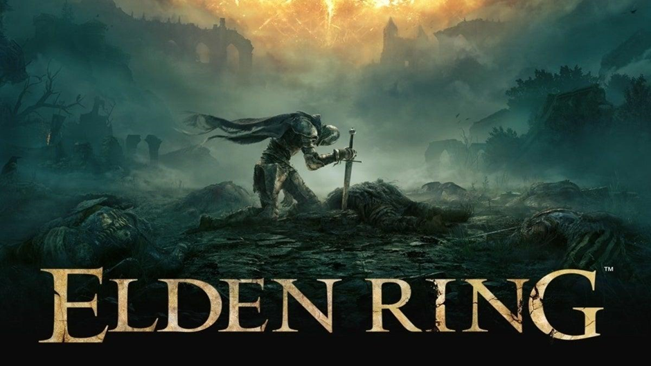 Elden Ring cover, showing a protagonist kneeling with a sword